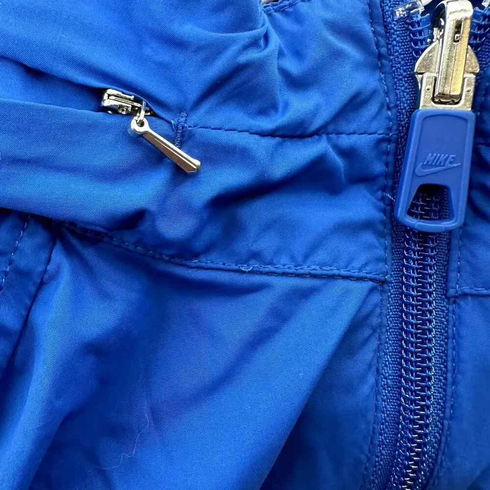 Nike Reversible Windbreaker Jacket Full Zip Logo Hidden Hood Royal Blue M